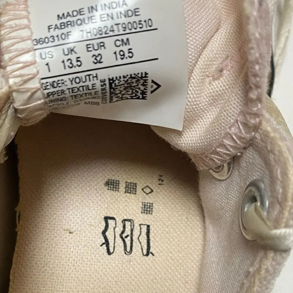 Converse CTAS Youth Baby Pink Velour OX Sneakers